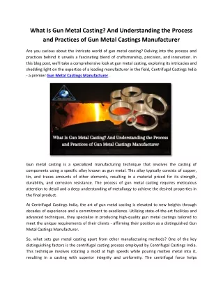 What Is Gun Metal Casting And Understanding the Process and Practices of Gun Metal Castings Manufacturer