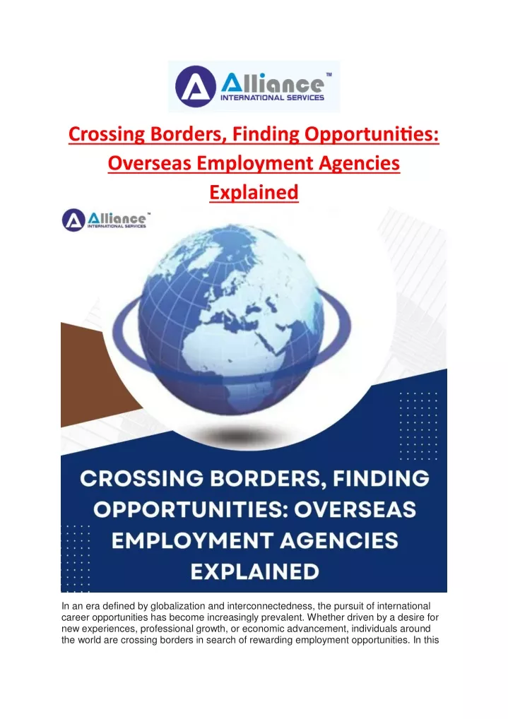crossing borders finding opportunities overseas