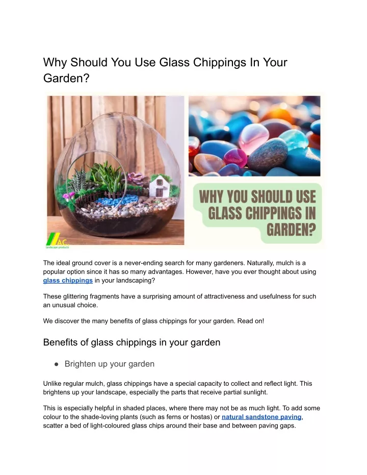 why should you use glass chippings in your garden