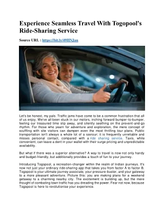 Experience Seamless Travel With Togopool's Ride-Sharing Service
