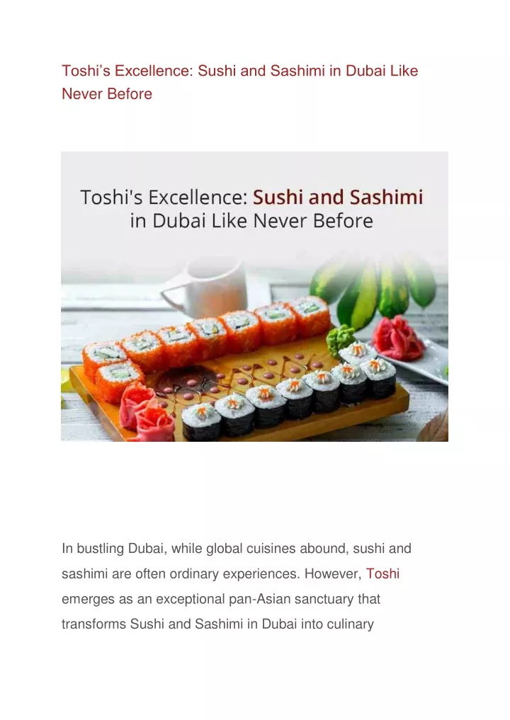 toshi s excellence sushi and sashimi in dubai