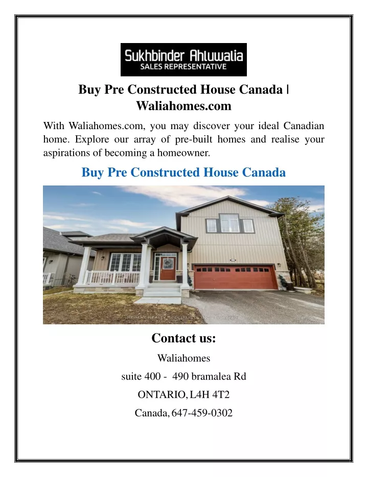 buy pre constructed house canada waliahomes com