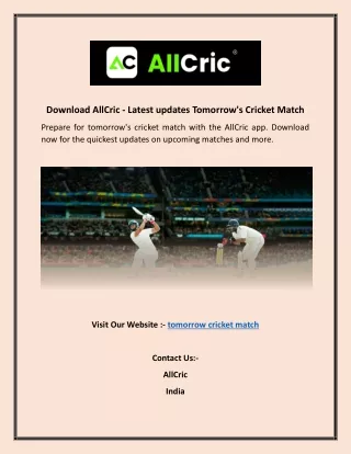 Download AllCric - Latest updates Tomorrow's Cricket Match