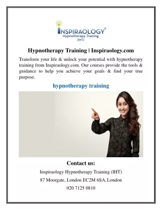 Hypnotherapy Training  Inspiraology.com