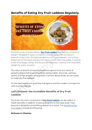 Benefits of Eating Dry Fruit Laddoos Regularly
