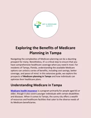Exploring the Benefits of Medicare Planning in Tampa