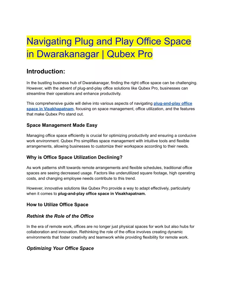 navigating plug and play office space