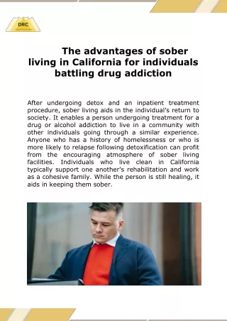 The advantages of sober living in California for individuals battling drug addiction