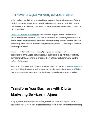 The Power of Digital Marketing Services in Ajmer