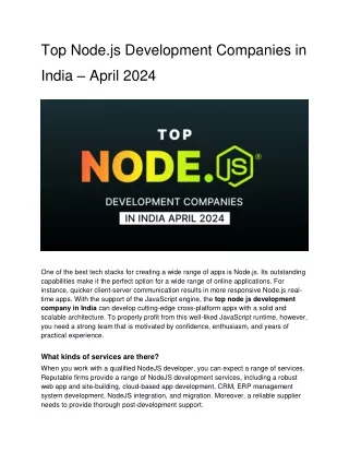 Top Node.js Development Companies in India – April 2024