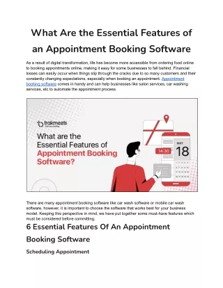 What Are the Essential Features of an Appointment Booking Software