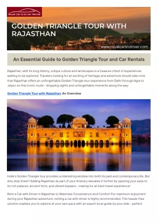 Golden Triangle Tour With Rajasthan