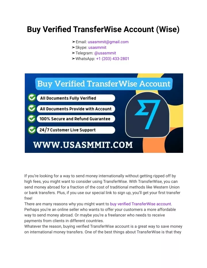 buy verified transferwise account wise