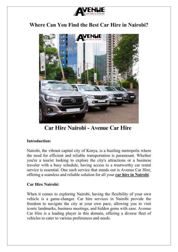 where can you find the best car hire in nairobi