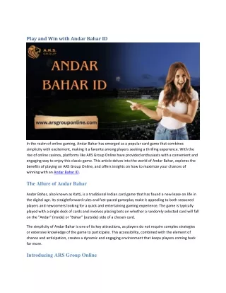 Play and Win with Andar Bahar ID
