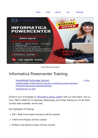 Informatica PowerCenter Training