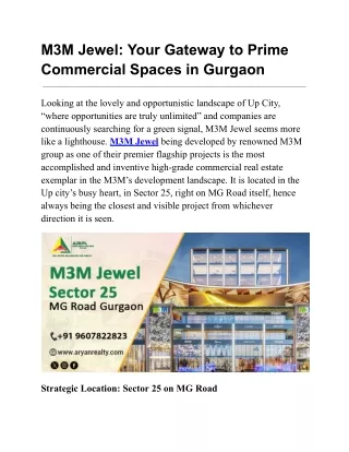 M3M Jewel Gurgaon
