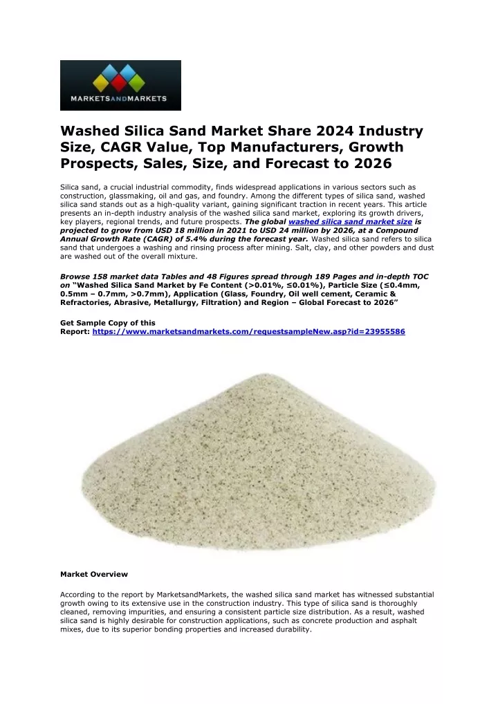 washed silica sand market share 2024 industry