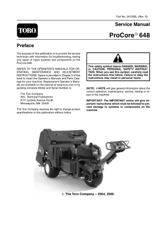 Toro ProCore 648 Service Repair Manual