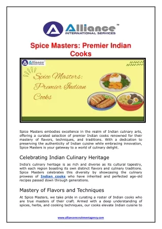 Spice Masters - Premier Indian Cooks