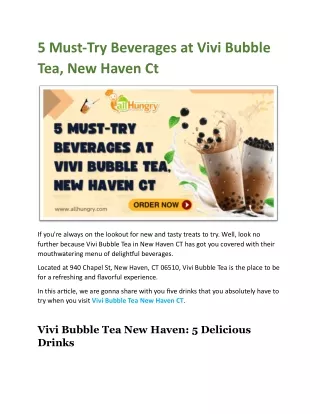 5 Must-Try Beverages at Vivi Bubble Tea, New Haven Ct