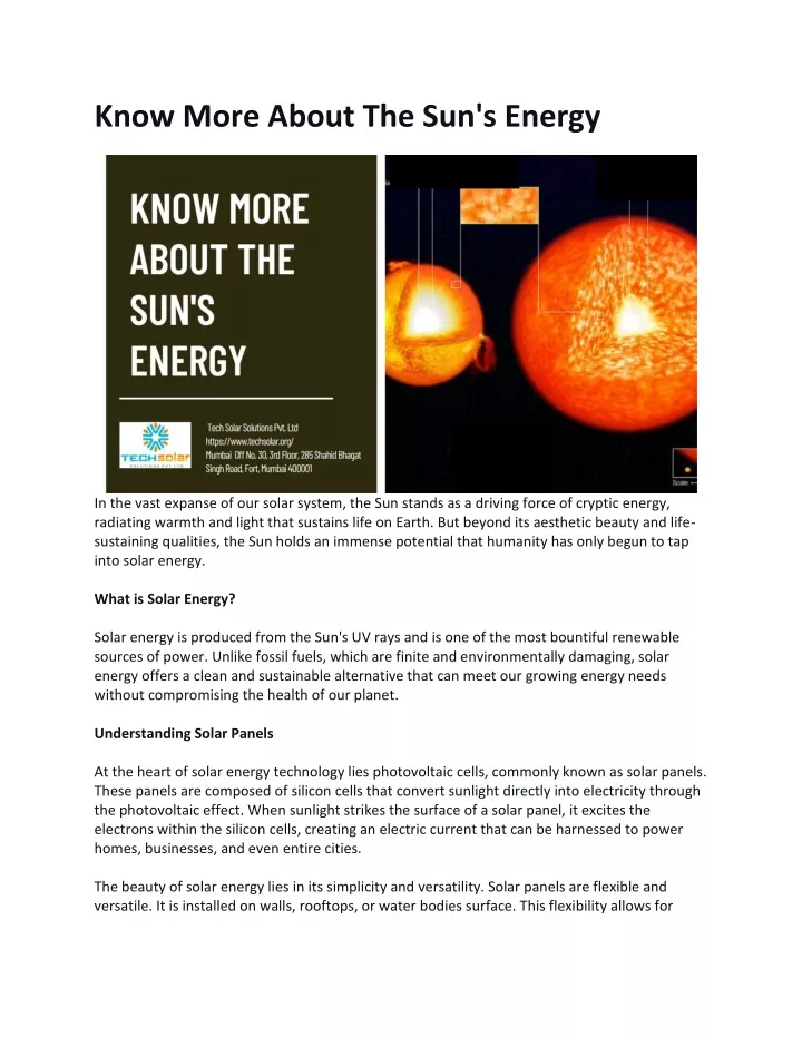 know more about the sun s energy