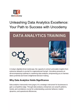 Unleashing Data Analytics Excellence: Your Path to Success with Uncodemy