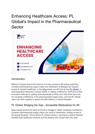 Enhancing Healthcare Access - PL Global's Impact in the Pharmaceutical Sector