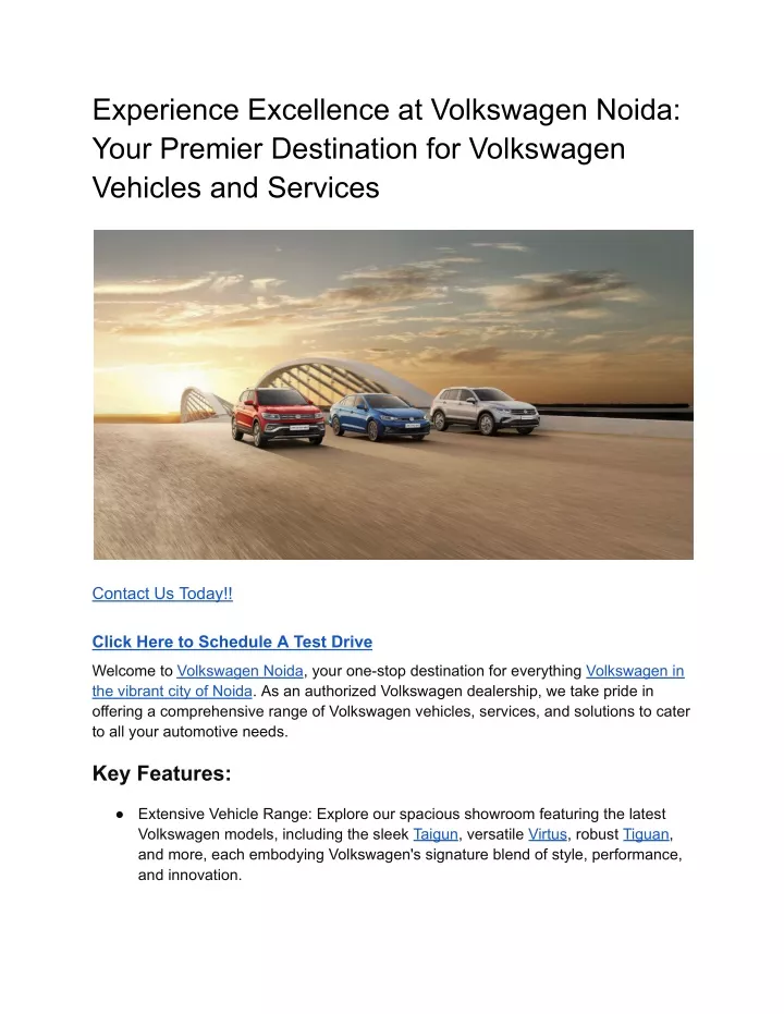 experience excellence at volkswagen noida your