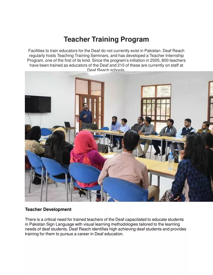 teacher training program facilities to train