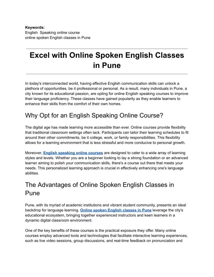 keywords english speaking online course online