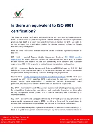 Is there an equivalent to ISO 9001 certification
