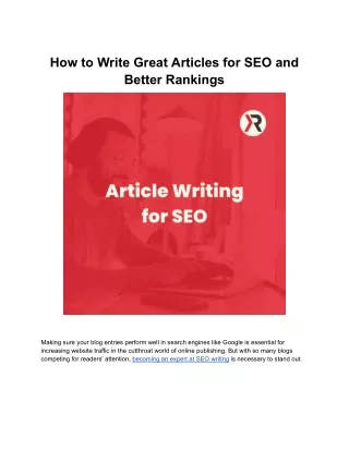 Article Writing for SEO