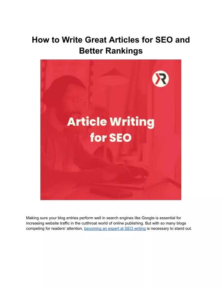 how to write great articles for seo and better