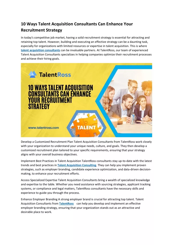 10 ways talent acquisition consultants