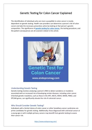 Genetic Testing for Colon Cancer Explained