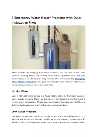 7 Emergency Water Heater Problems with Quick Installation Fixes