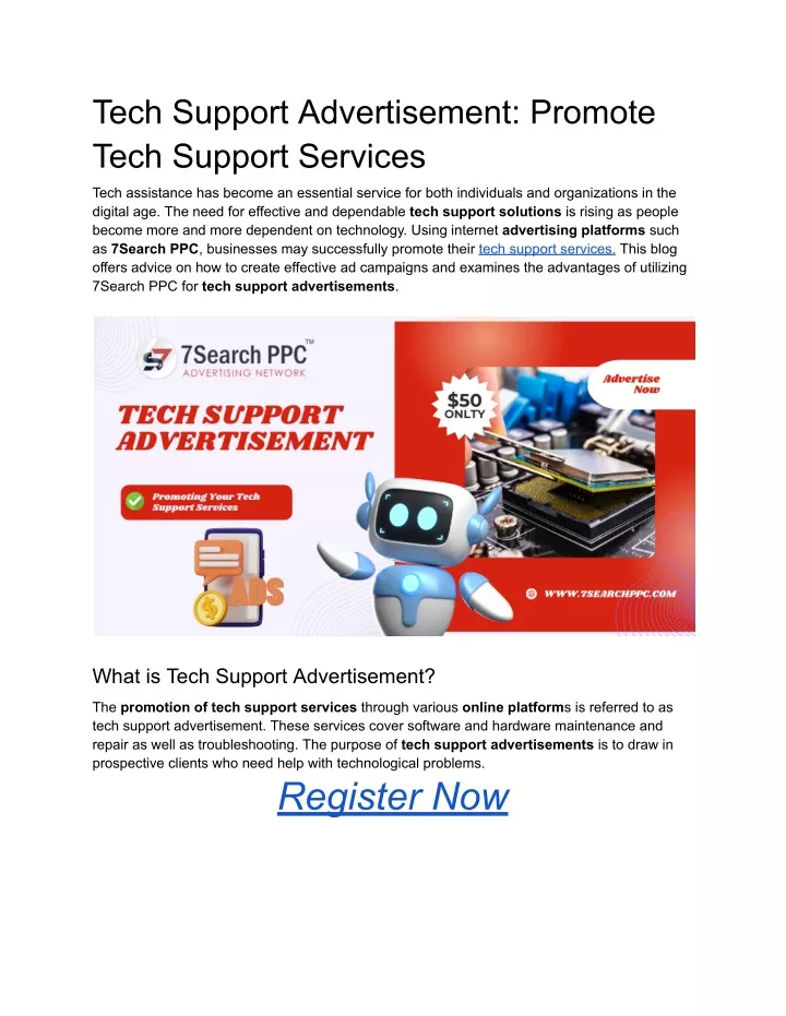 tech support advertisement promote tech support