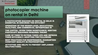 Best Practices for Maintaining Photocopier Machine on Rental in Delhi