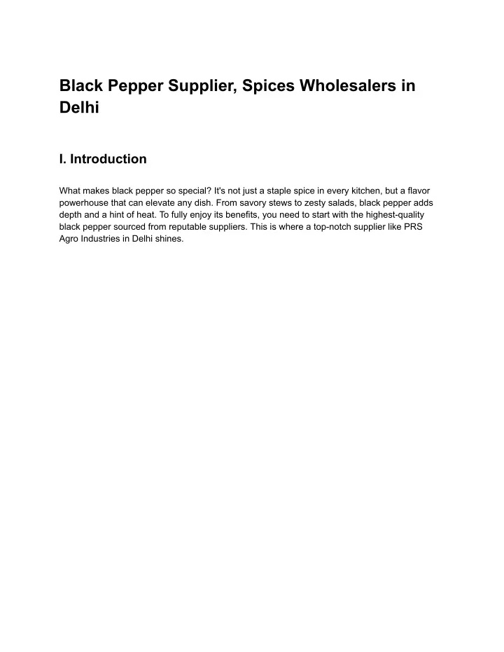 black pepper supplier spices wholesalers in delhi