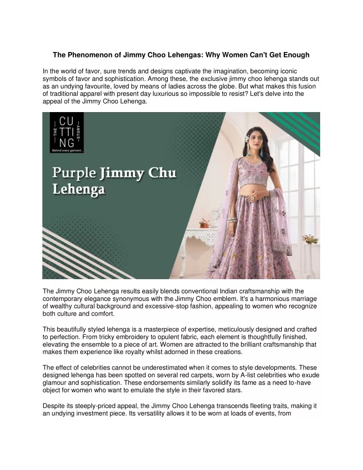 the phenomenon of jimmy choo lehengas why women