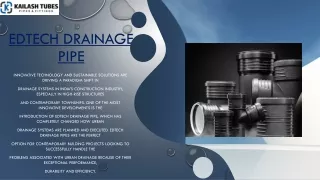 Revolutionizing Drainage Systems in India with Edtech Drainage Pipe