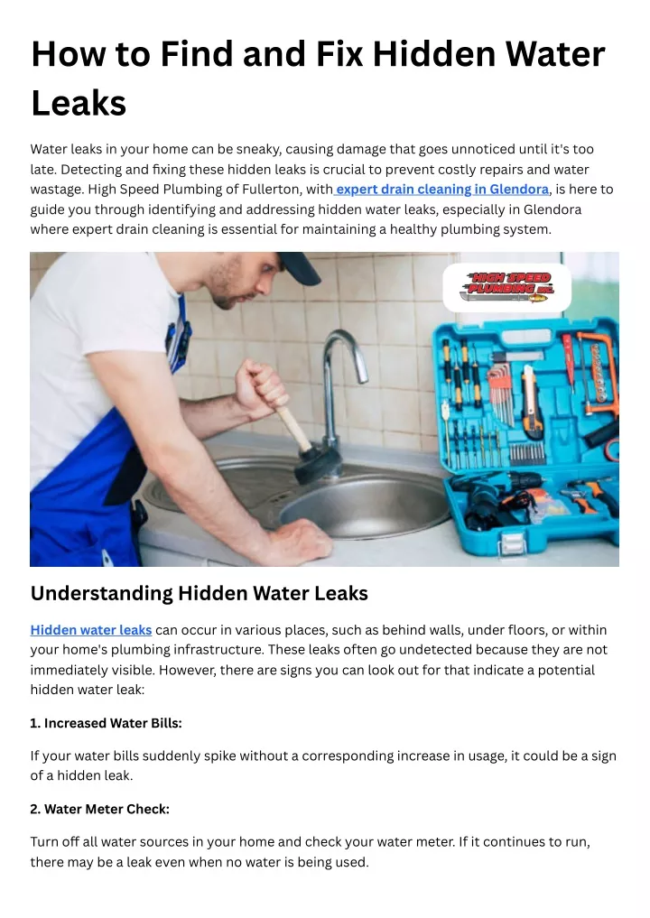 how to find and fix hidden water leaks