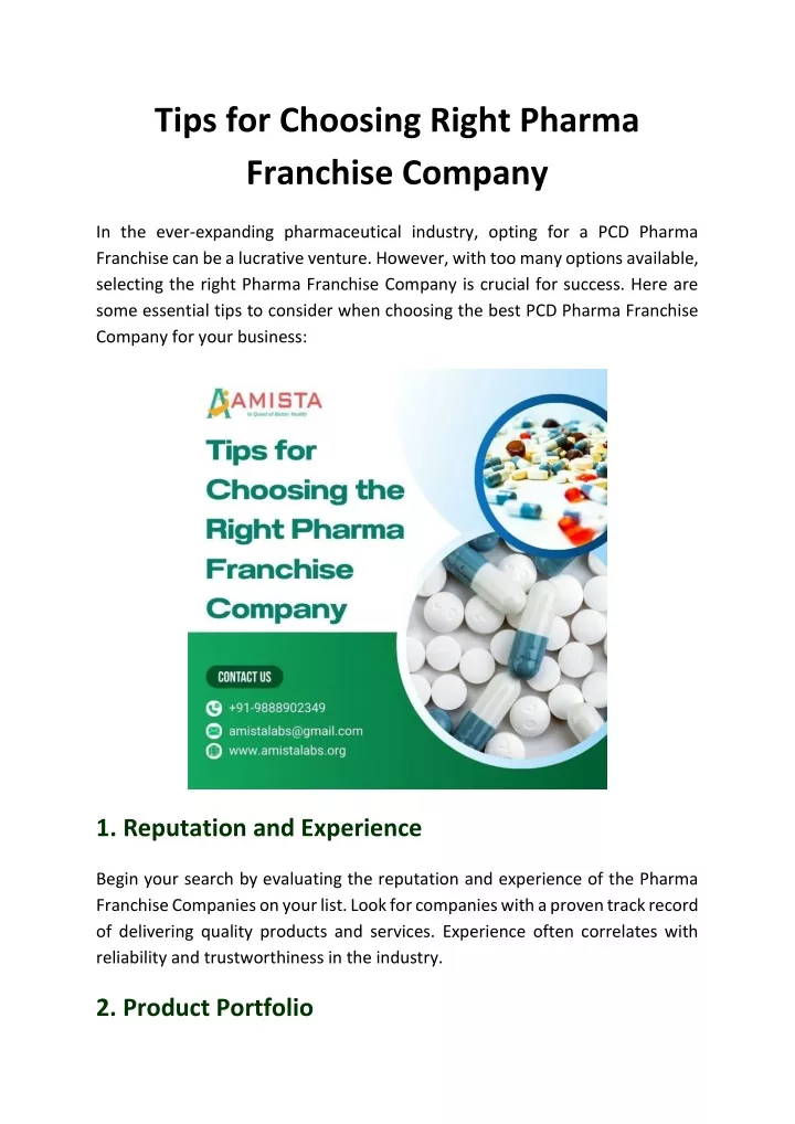 tips for choosing right pharma franchise company