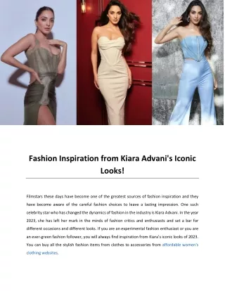 Fashion Inspiration from Kiara Advani's Iconic Looks!
