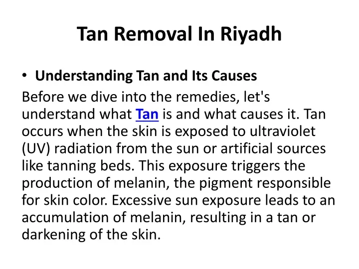 tan removal in riyadh