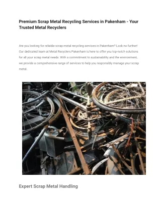 Premium Scrap Metal Recycling Services in Pakenham - Your Trusted Metal Recyclers