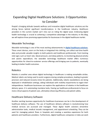 Expanding Digital Healthcare Solutions