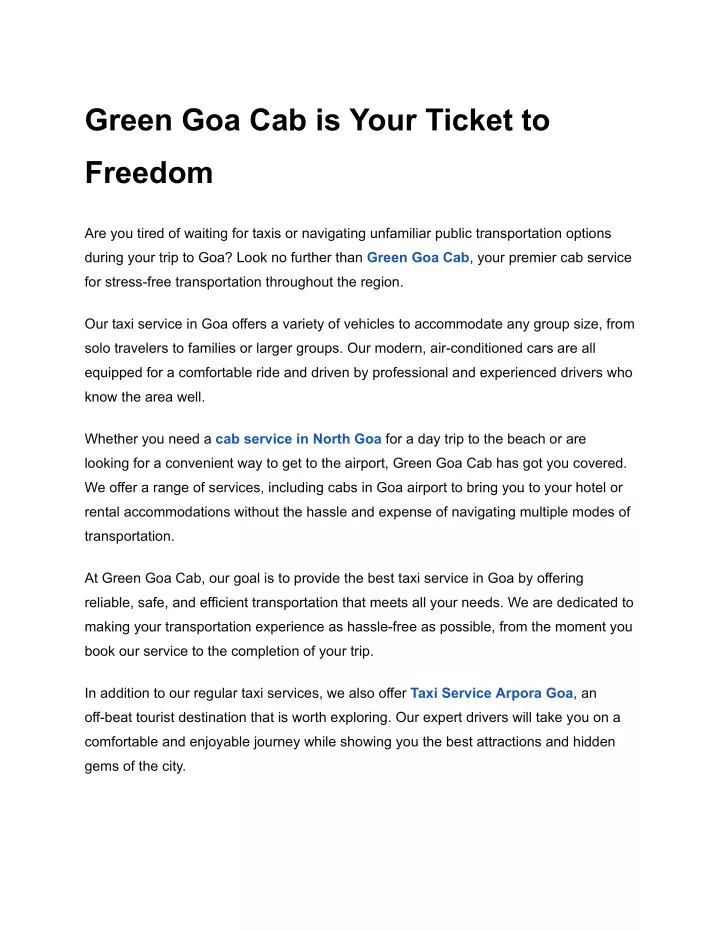green goa cab is your ticket to