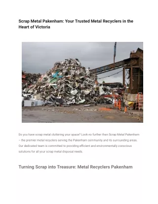 Scrap Metal Pakenham_ Your Trusted Metal Recyclers in the Heart of Victoria